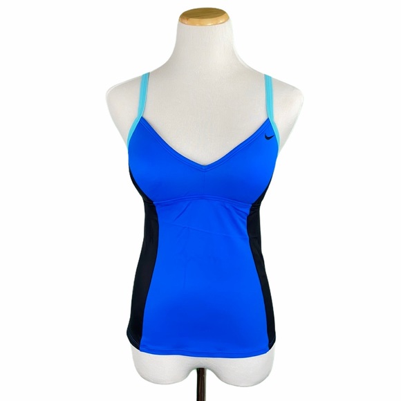 Nike Black/Blue Racerback Padded Swim Tank Top